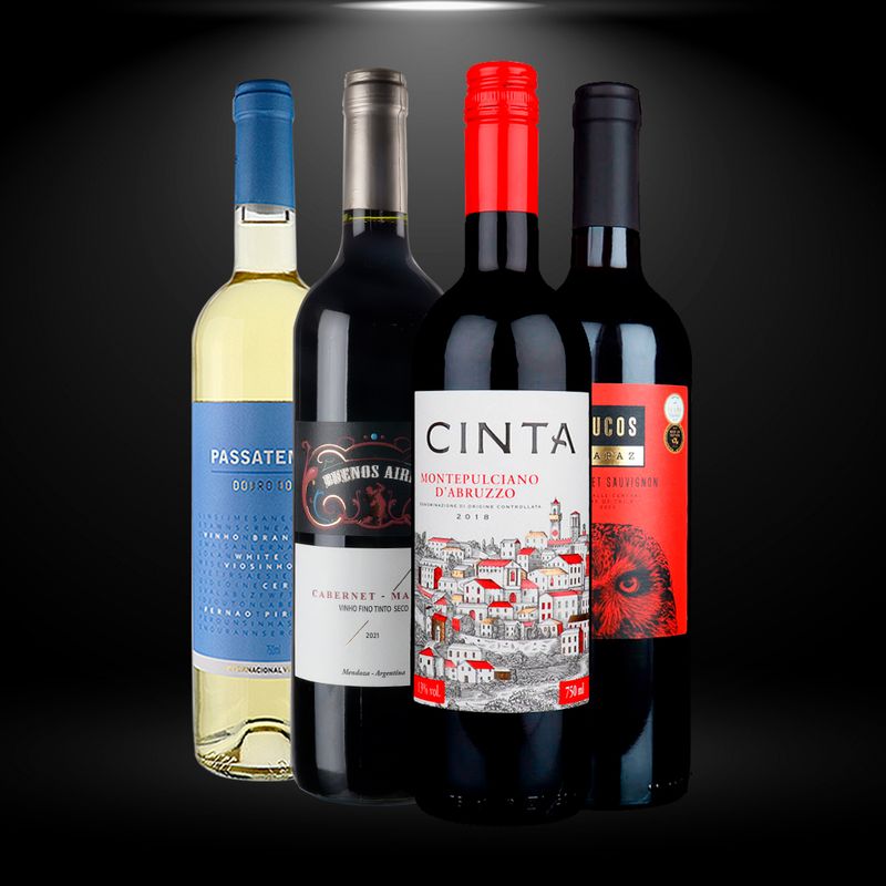 4 Garrafas de vinhos importados por R$ 99,90